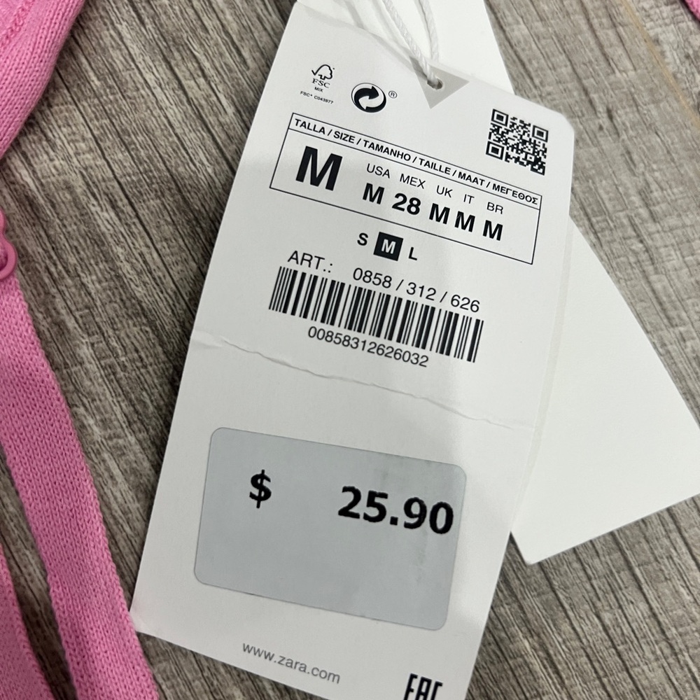 Zara Pink Ribbed Crop Top - Picture 4 of 5